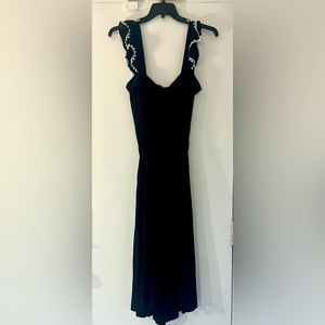 LOFT Black Midi Dress with White Accents